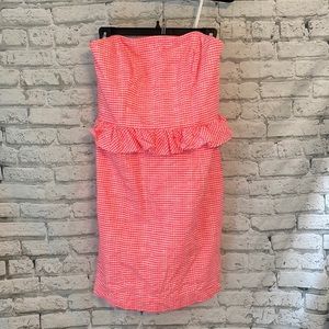 Lily Pulitzer Strapless Gingham Pink Dress Sz 6